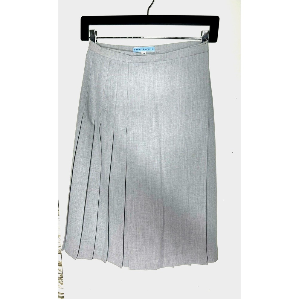 Womens Hanna & Gracie Grey Accordian Pleat Secretary wrap skirt